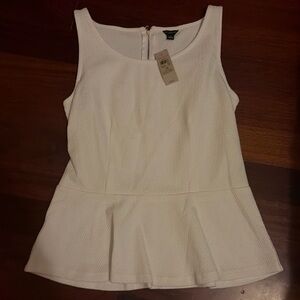 Ann Taylor Cream Sleeveless Peplum Blouse NWT